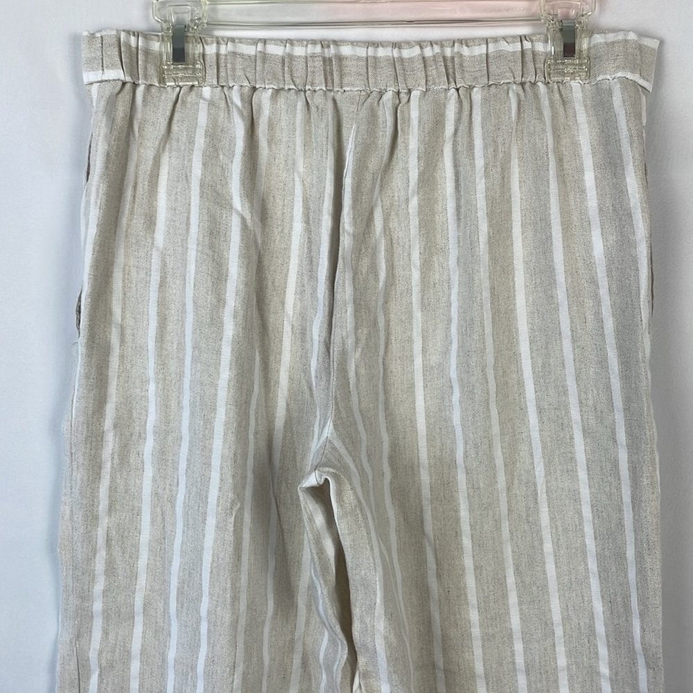 LOFT Cream and White Striped Lightweight Linen Blend Wide Leg Pants - Size Small - Picture 8 of 12
